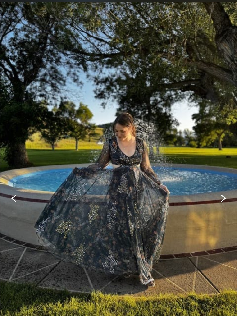 Ieena For Mac Duggal Blue Floral Gown